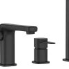 Robinet 3 Trous Noir Poignée Douche Mitigeur Salle De Bain Faible Encombrement