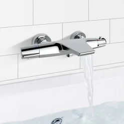 Robinet de Baignoire Cascade Mitigeur Thermostatique de Douche pour Baignoire Robinet de Douche Laiton Chromé Design Elégant