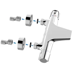 Robinet de Baignoire Cascade Mitigeur Thermostatique de Douche pour Baignoire Robinet de Douche Laiton Chromé Design Elégant