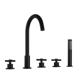 Robinet de baignoire fixation sur plage 01209 en laiton noir collection Céphise