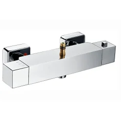 Robinet de colonne de douche thermostatique carré avec finition chromée brillante en laiton Kibath