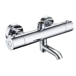 Robinet de colonne de douche thermostatique AVEC BEC, finition chrome poli, en laiton Kibath