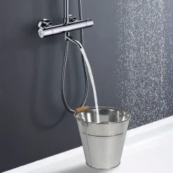 Robinet de colonne de douche thermostatique AVEC BEC, finition chrome poli, en laiton Kibath