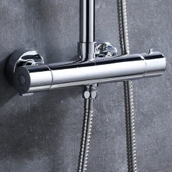 Robinet de colonne de douche thermostatique avec finition chromée brillante en laiton Kibath