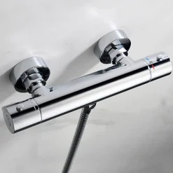 Robinet de douche avec leviers thermostatiques en laiton, PAR, finition chrome poli, en laiton Kibath