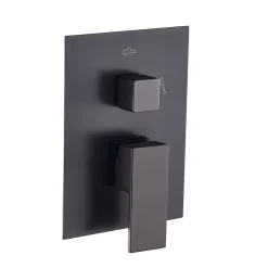 Robinet de douche encastré, monocommande pour montage au plafond CHE carré, finition NOIR mat, en laiton Kibath