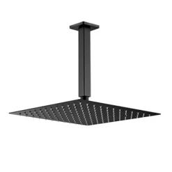 Robinet de douche encastré, monocommande pour montage au plafond CHE carré, finition NOIR mat, en laiton Kibath
