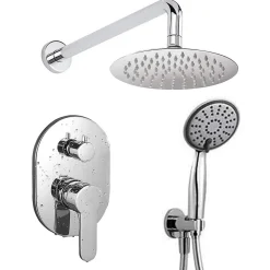 Robinet de douche encastré, mural, monocommande, SIX rond, finition chrome poli, en laiton Kibath