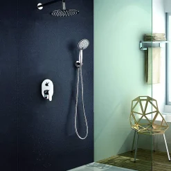 Robinet de douche encastré, mural, monocommande, SIX rond, finition chrome poli, en laiton Kibath