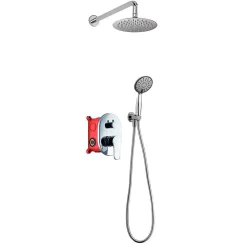 Robinet de douche encastré, mural, monocommande, SIX rond, finition chrome poli, en laiton Kibath