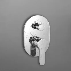Robinet de douche encastré, mural, monocommande, SIX rond, finition chrome poli, en laiton Kibath