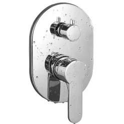 Robinet de douche encastré, mural, monocommande, SIX rond, finition chrome poli, en laiton Kibath