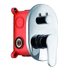 Robinet de douche encastré, mural, monocommande, SIX rond, finition chrome poli, en laiton Kibath