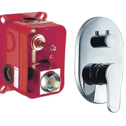 Robinet de douche encastré, mural, monocommande, SIX rond, finition chrome poli, en laiton Kibath