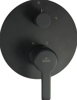 Robinet De Douche Encastre Douchette/interrupteur De Pluie Laiton Galvanise Noir Mat