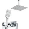 Robinet de douche encastré, levier unique monté au plafond, carré, finition chrome poli, en laiton Kibath