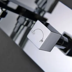 Robinet de douche encastré, levier unique monté au plafond, carré, finition chrome poli, en laiton Kibath