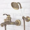 Robinet de douche et baignoire en laiton antique, fixation mural