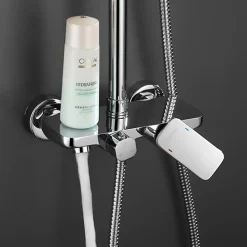 Robinet de douche monocommande DUA avec finition chromée brillante en laiton Kibath