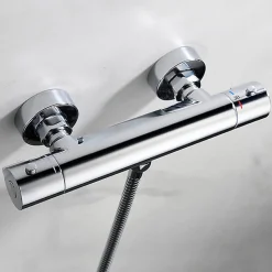 Robinet de douche thermostatique ORTE avec barre de douche, finition chrome poli, en laiton Kibath