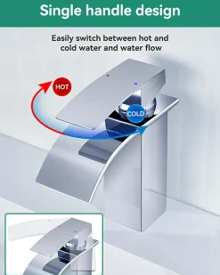 Robinet de Lavabo Cascade, Mitigeur de Lavabo, CECIPA MAX Robinet de Salle de Bain, Lave-mains Monocommande