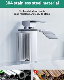 Robinet de Lavabo Cascade, Mitigeur de Lavabo, CECIPA MAX Robinet de Salle de Bain, Lave-mains Monocommande