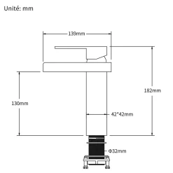 Robinet de Lavabo Cascade Noir Mitigeur de Lavabo Mono-trou Robinetterie Lave-mains Monocommande Robinet Salle de Bain