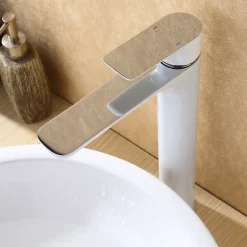 Robinet de lavabo de haute qualité Robinet de Salle de bain 4025CW en blanc/chrome brillant