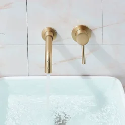 Robinet de lavabo encastré REA Lungo long gold brush + box
