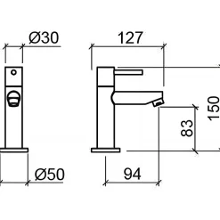 Robinet de lavabo ou lave-mains 1 eau (eau chaude ou eau froide) SANINDUSA Simple 30 chromé
