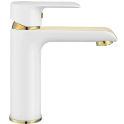 Robinet de lavabo REA Bloom white gold low
