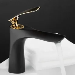 Robinet de lavabo REA Orbit black gold low