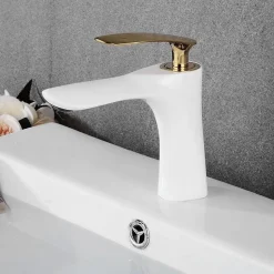 Robinet de lavabo REA Orbit white gold low