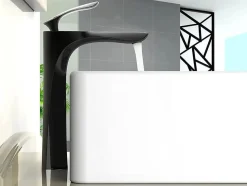 Robinet de lavabo surélevé 205 en laiton noir et chrome collection Céphise