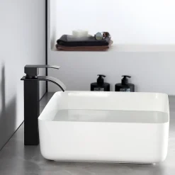 Robinet de Salle de Bain Noir Moderne - Sortie Cascade Naturelle, Cecipa Max Mitigeur de Lavabo Cascade