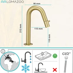 Robinet eau froide lave main doré - Roma LOMAZOO