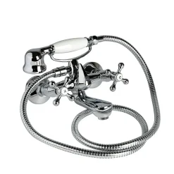 Robinet Extérieur De Baignoire Ancien Vintage Avec Boutons En Croix Chromés - Narciso