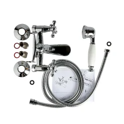 Robinet Extérieur De Baignoire Ancien Vintage Avec Boutons En Croix Chromés - Narciso