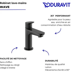 Robinet lave-mains eau froide DURAVIT Wave noir mat
