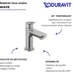 Robinet lave-mains eau froide DURAVIT Wave inox brossé