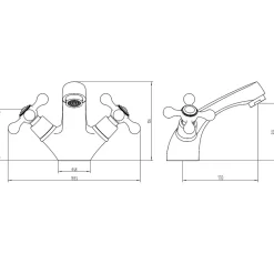 Robinet melangeur lavabo retro ETHEL avec manettes croisillons