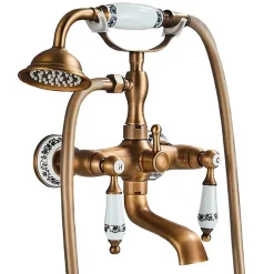 Robinet melangeur mural retro pour baignoire FLORINA or ancien