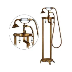 Robinet melangeur sur colonnes retro pour baignoire FLORINA or ancien