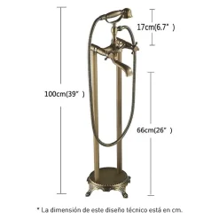 Robinet melangeur sur colonnes retro pour baignoire FLORINA or ancien