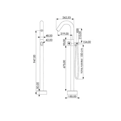 Robinet mitigeur baindouche sur pied PILOS noir mat