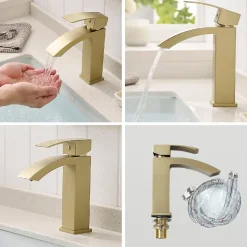 Robinet mitigeur bec cascade LERIO or brossé - Saniverre