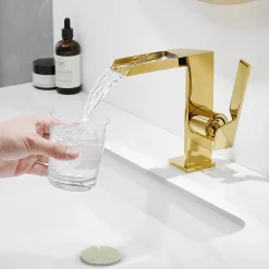 Robinet mitigeur bec cascade CEZIO chrome Or brillant - Saniverre