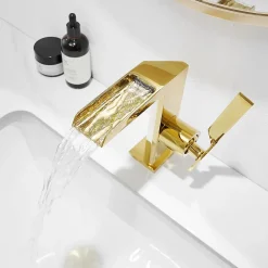 Robinet mitigeur bec cascade CEZIO chrome Or brillant - Saniverre