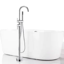 Robinet mitigeur colonne sur pied MATY chrome brillant pour baignoire îlot - Saniverre