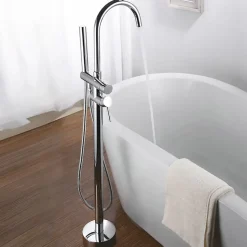 Robinet mitigeur colonne sur pied MATY chrome brillant pour baignoire îlot - Saniverre